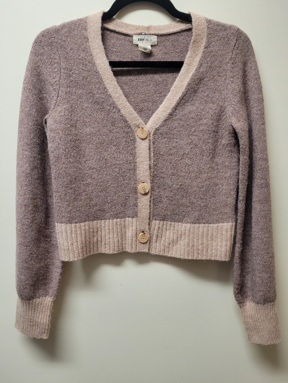 Two-Tone Mauve Alpaca Blend Cardigan